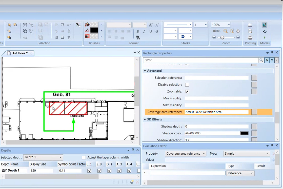 Detection Area Layer Association to a Fire Object 