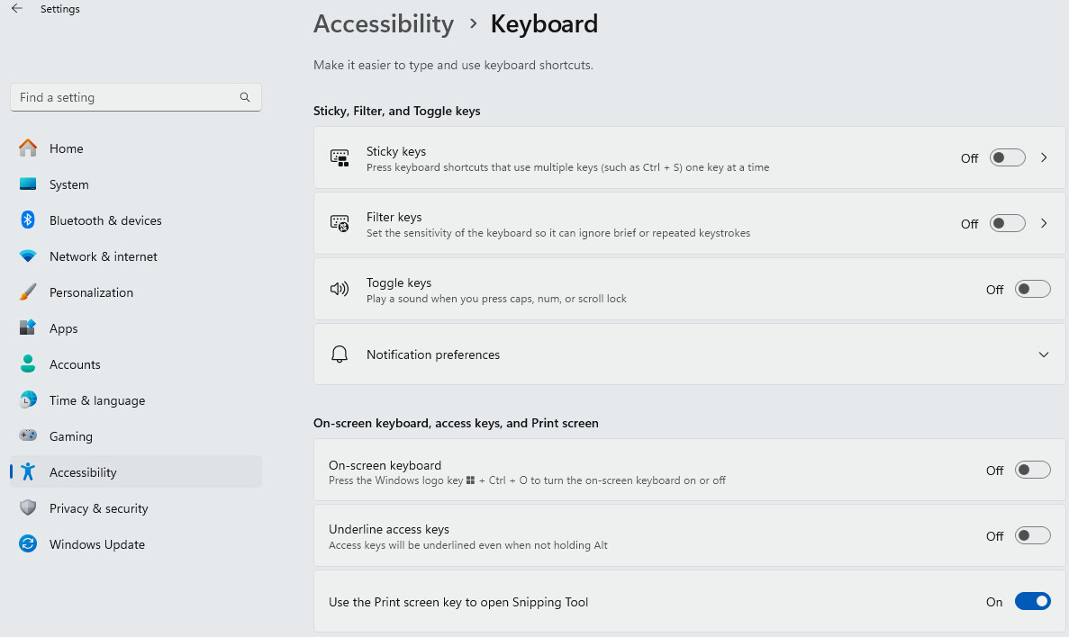 On-Screen Keyboard option in Accessibility > Keyboard