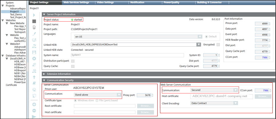 Web Communication Configuration on Server